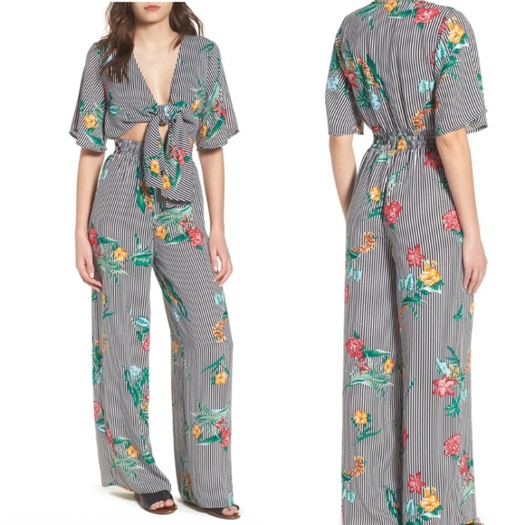 socialite tie front jumpsuit